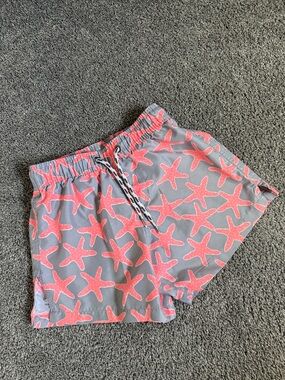 Snapperrock Gray Swim Shorts with Coral Starfish Print